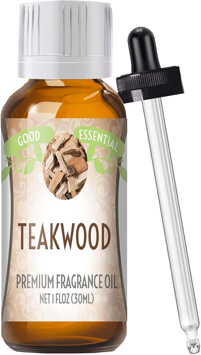Good Essential Professional Teakwood Fragrance Oil (30ml/1 fl oz) for Candles, Soaps, Lotions, Perfume & Diffusers