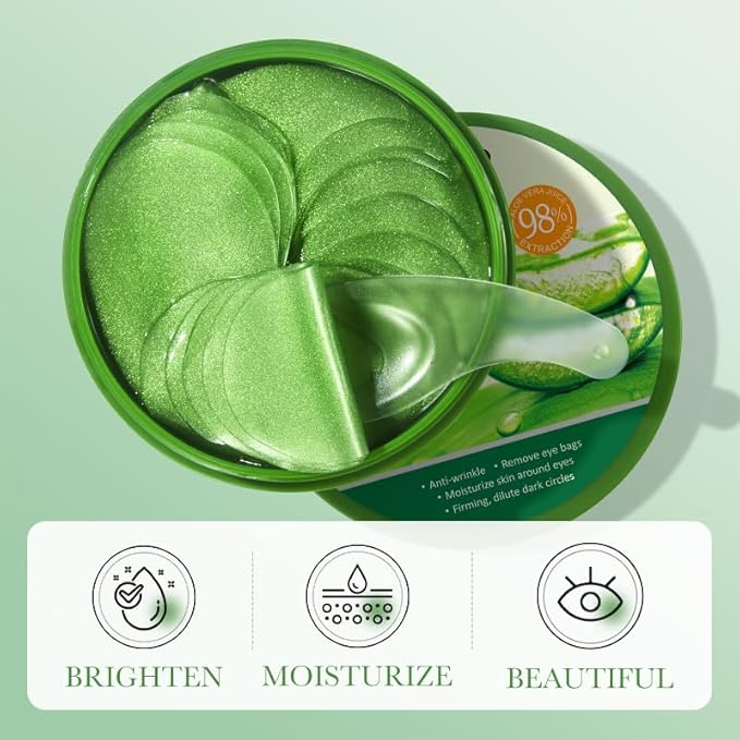 Under Eye Patches, 60PCS Aloe Vera Under Eye Mask for Dark Circles and Puffiness, Under Eye Gel Pads Improve Under Eye Bags, Fine Lines and Wrinkles (60pcs eye patch)
