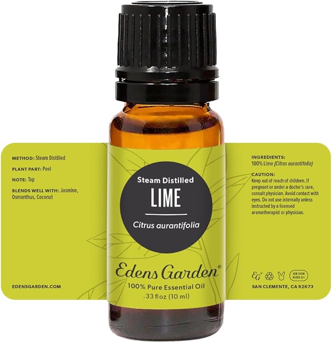 Edens Garden Lime- Steam Distilled Essential Oil- 100% Pure Premium Grade, Undiluted, Natural, Therapeutic, Aromatherapy, The Best for Diffuser, Skin, Candle, Kid Safe 10 ml (.33 fl oz)