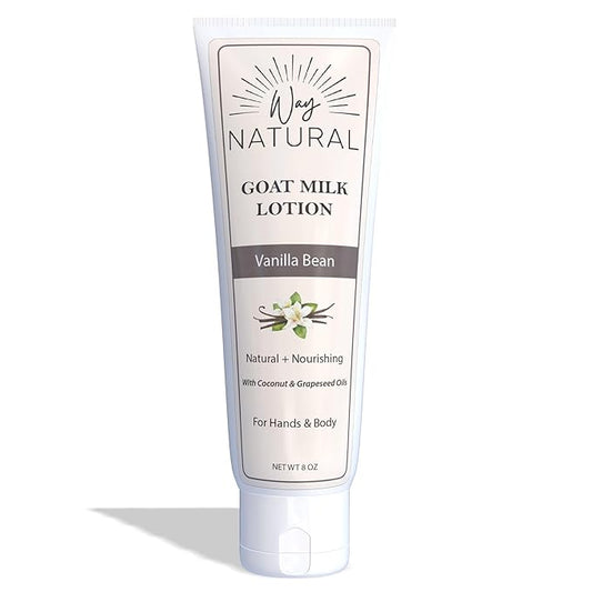 Goat Milk Lotion, Vanilla Bean (8oz) - Natural Hand & Body Lotion - Dry Skin Relief, USA Made - Goat Milk Hand Cream for Women & Men - w/Shea Butter & Aloe