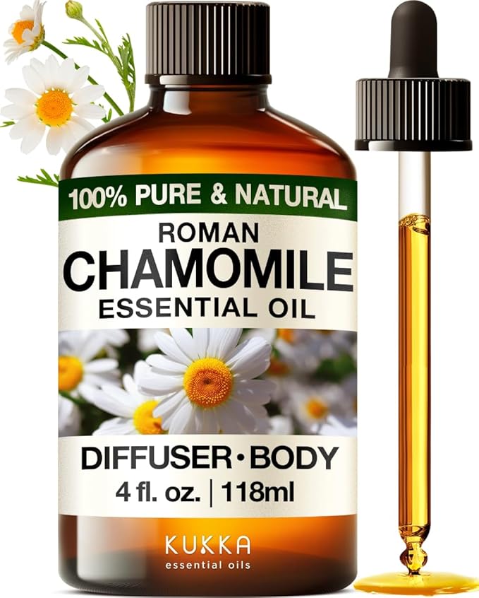 Kukka Roman Chamomile Essential Oil for Relaxation Diffuser, Skin & Body - 4 Fl Oz - 100% Pure Natural, for Aromatherapy & Soap Making Scent DIY