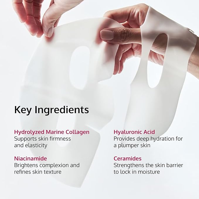 5th & Glow HydraLyft - Collagen Face Mask - Collagen Hydrogel Mask with Hyaluronic Acid & Niacinamide - Deep Hydration, Anti-Aging & Firming Collagen Mask for a Youthful, Glass Skin Glow - 4 Sheets