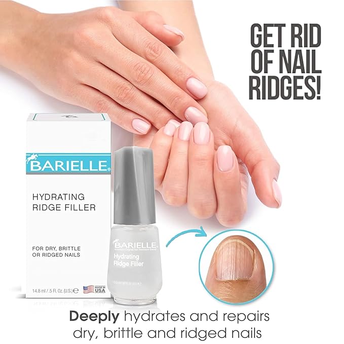 Barielle Brittle or Ridged Nails Filler, Fill and Smooth Unsightly Nail Ridges, For Dry, Enhances Growth, Hydrating and Strengthening, Base Coat 0.5 Ounce