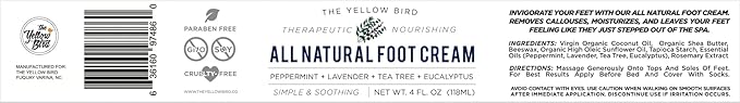 Yellow Bird Foot Cream 2 Pack Bundle - Natural Dry & Itchy Feet Repair Balm. Foot Moisturizer with Organic Ingredients and Essential Oils
