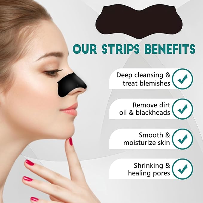 Blackhead Pore Strips, Black Head Remover Strips for face, Deep Cleansing Nose Blackhead Strips With Instant Pore Unclogging, Oil-Free, for Women & Men