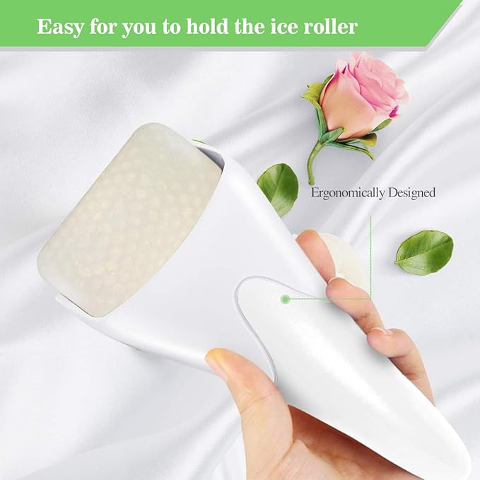 Ice Roller for Face,Eyes,Women Gifts Idea,Therapeutic Cooling to Tighten Brighten Complexion and Reduce Wrinkles,Massager Under Eye Puffiness,Migraine and Pain Relidf (White)