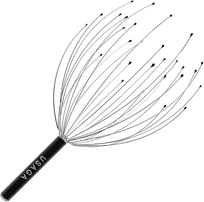 USAGA 28 Fingers Head Scratcher, Head Massager, Scalp Massager for Scalp Body Relaxing (Black)