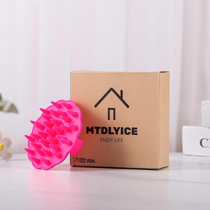 Scalp Massager Hair Growth, Scalp Scrubber Wiht Silicone Bristles, Head Massager Scalp, Wet Dry Hair Care Scalp Scrub for Women Man (Red)