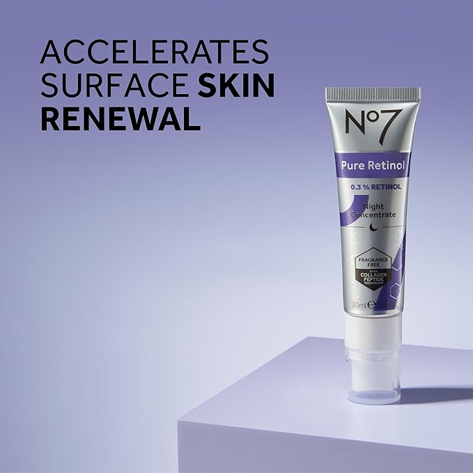 No7 Retinol Collection - Includes Retinol Night Repair Cream (25ml), Eye Cream (5ml), 0.3% Night Concentrate (10ml), Velvet Eye Mask & Pillow Mist (75ml) (5 Count)