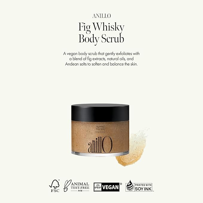 Fig Whisky Body Scrub – Vegan Exfoliator with Fig Extract, Seed Powder & Andean Salt for Smooth, Radiant Skin – Woody Scent, Paraben-Free, Sulfate-Free, Silicone-Free (8.46 oz)