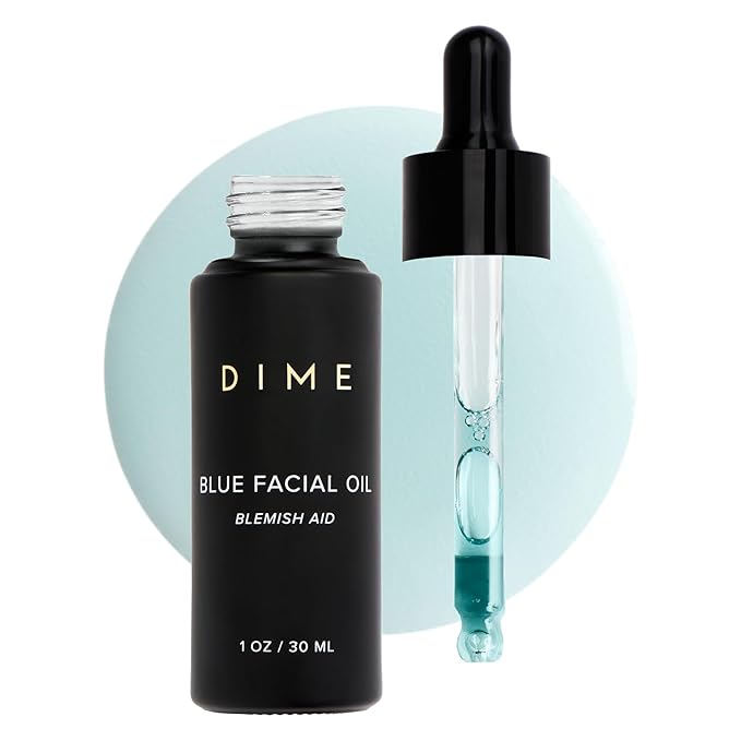 DIME Beauty Blue Facial Oil, 1 oz / 30 mL - Blemish Spot Treatment with Blue Tansy, Black Cumin Seed, Rosehip, and Grapeseed Oils