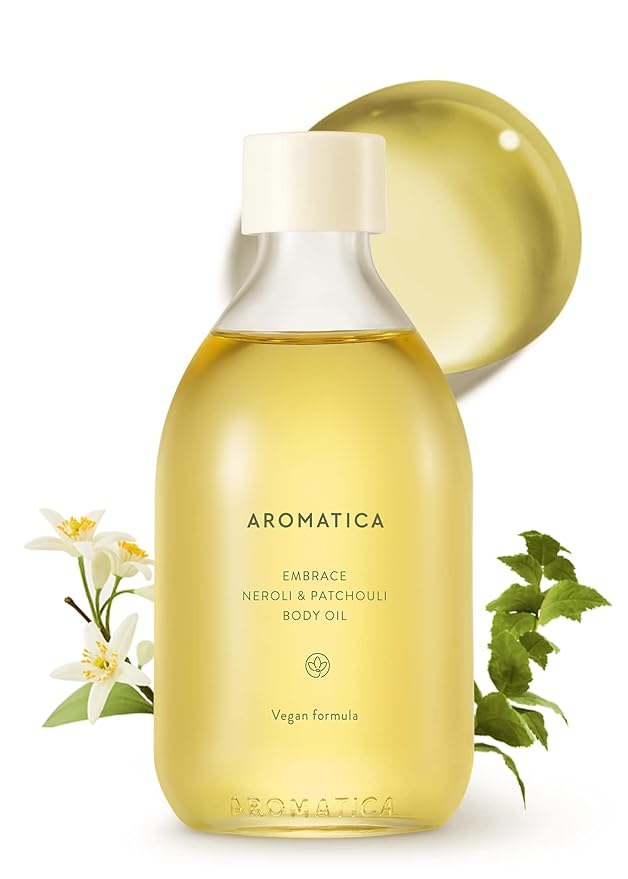AROMATICA Embrace Body Oil Patchouli & Neroli Essential Oil, Aromatherapy Oils, Scented Body Oil, After Shower Body Oil for Women, Non-Greasy Body Serum, Body Moisturizer for Dry Skin 3.38 fl. oz