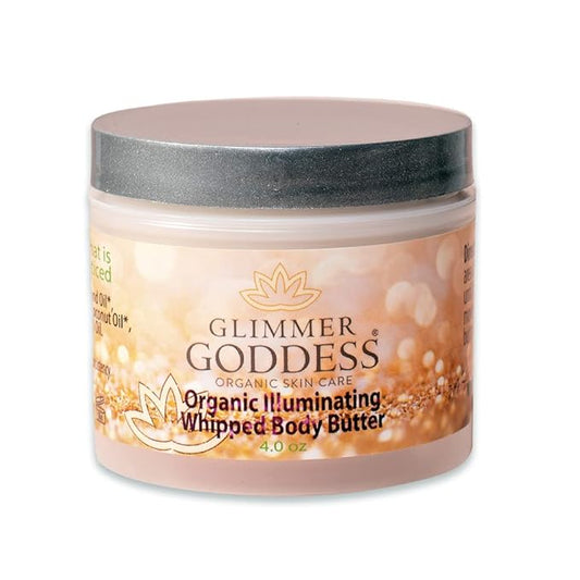 GLIMMER GODDESS Organic Whipped Body Butter - Subtle Level 1 Rose Gold Shimmer - Moisturizing & Nourishing Skincare with Natural Ingredients - Gentle Glow & Hydration for All Skin Types - 4.0 oz