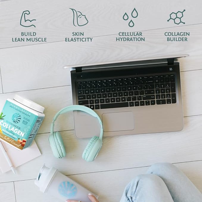 Vegan Collagen Protein Powder for Women | Plant Based Collagen Powder with Vegan Hair Skin and Nails Vitamins | Non-GMO No Added Sugar Soy Dairy & Gluten Free (Salted Caramel, 20 Servings)