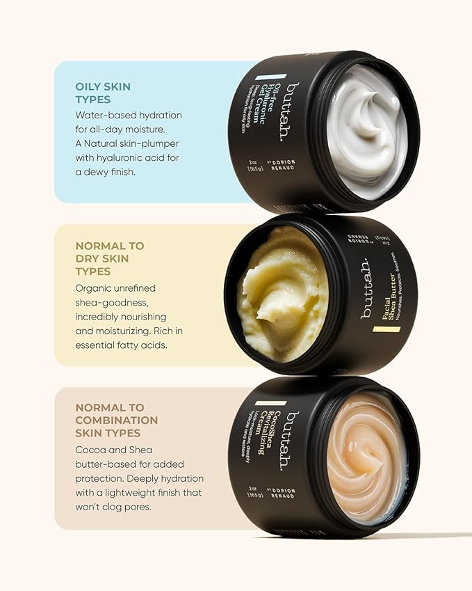 Buttah Skin Supreme Kit for Melanin Rich Skin | Facial Shea Butter 2 oz | Vitamin C Serum 1 oz | Cleanser 3.4 oz | Rosewater Toner 3.4 oz | Black Owned Skincare