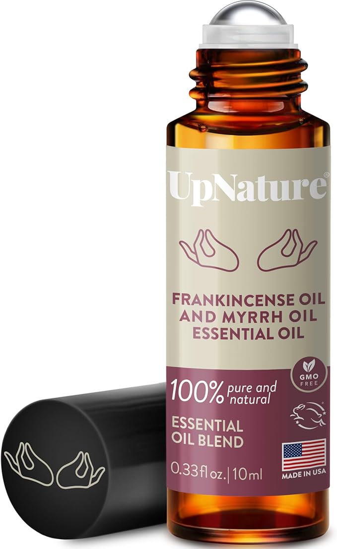 UpNature Frankincense Oil and Myrrh Essential Oil Roll On - 100% Natural Aromatherapy Blend Roller for Skin