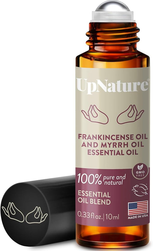 UpNature Frankincense Oil and Myrrh Essential Oil Roll On - 100% Natural Aromatherapy Blend Roller for Skin
