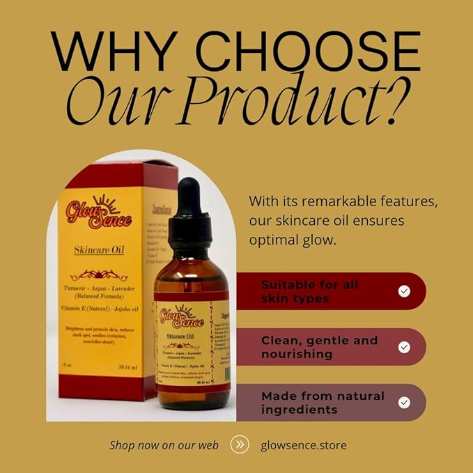 Skincare Oil - Turmeric, Argan, Jojoba, Vitamin E & Roseship - Natural Face & Body for Acne-Prone Skin, Dark spots & Scars - 100% Plant-Based skincare - 2 oz