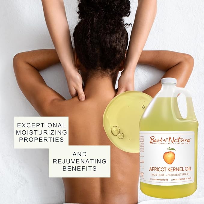 Best of Nature 100% Pure Apricot Oil – Lightweight Massage & Body Oil, Unscented Moisturizer for Hair, Skin, Face, Ideal Carrier Oil for Essential Oils, 8 fl oz