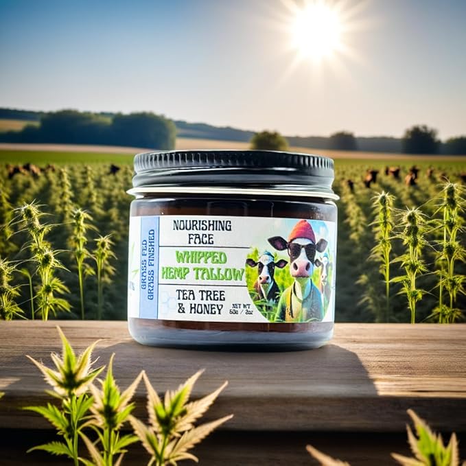 Whipped Hemp Tallow Body Butter - Nourishing Face - Grass-Fed & Grass-Finished - All Natural - Tea Tree & Honey