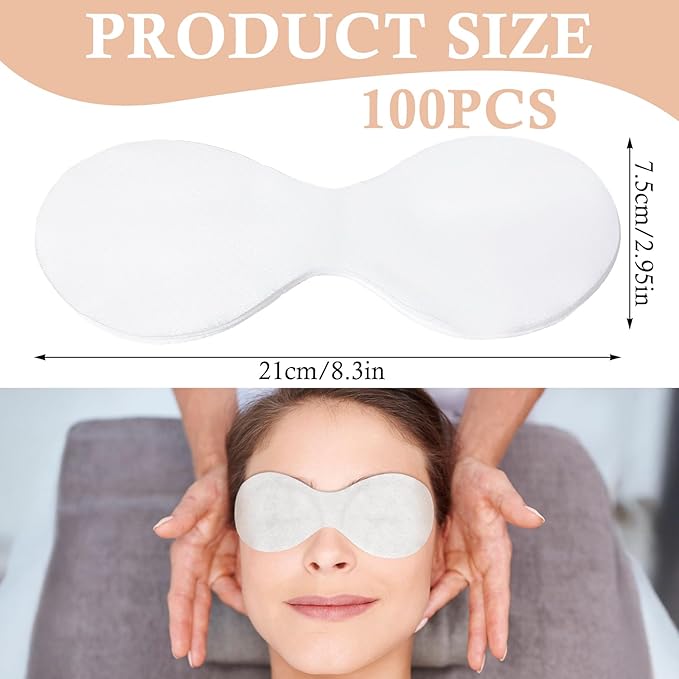 100 Pcs Disposable Non Woven Eye Care, Non Woven Eyes Covers for EyeCare, Disposable Eye Mask Cotton Spa Eyes Pads for Facials, Clear EyeMask for Skincare Spa Wrap Moisture Retention