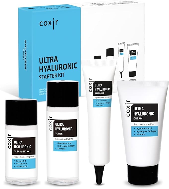 coxir Ultra HYALURONIC Starter KIT/Cleansing Oil+Toner+ampoule+Cream tralvel kit/[2.68 fl.oz (Pack of 1)] / Korean Skin Care