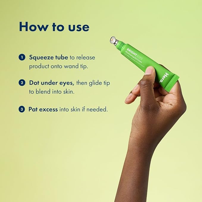 Hero Cosmetics Bright Eyes Illuminating Eye Cream - Reduces the Look of Dark Circles With Multiple Applications - Featuring a Stainless Steel Tip for a Cooling Effect (0.5 fl oz)