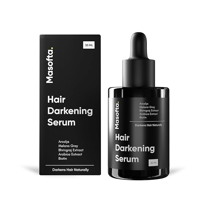 Masofta Hair Darkening Serum with Arcolys, Melano Gray, Biotin & Bhringraj for Promoting Darker, Shinier Hair and Beard, Suitable for Both Men & Women, 1.01 fl.oz./30 ml