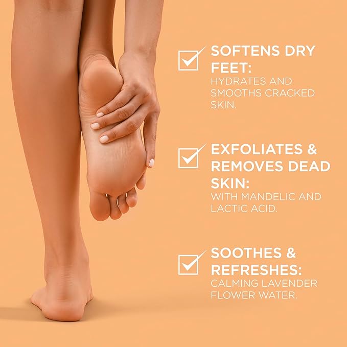 Lee Beauty Exfoliating Foot Peeling Mask (4 Pack) - Foot Mask for Dry Cracked Feet with Lavender, Lactic Acid and Mandelic Acid - Removes Dead Skin Feet Peeling Mask (4 Pairs)
