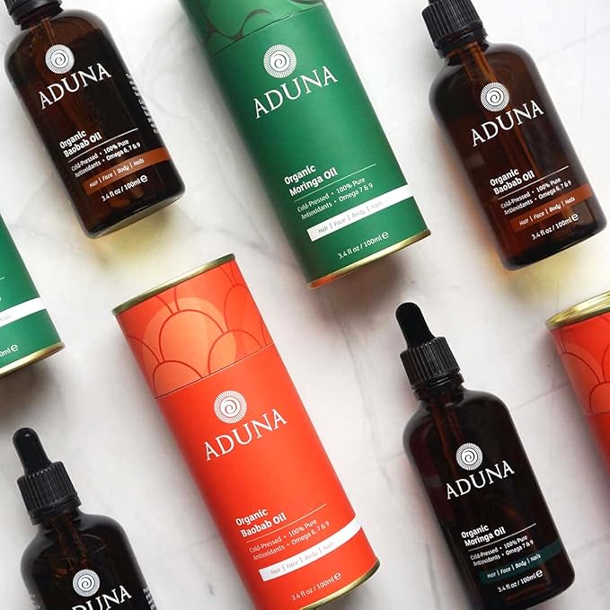 Aduna Moringa Oil - 100% Organic - 3.4fl oz Pure Moringa Oil - Unrefined Cold-Pressed Body, Hair & Face Oil - Best for Fine Lines and Moisturizing - Antioxidants