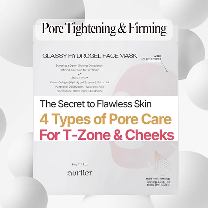 Glassy Hydrogel Face Mask, Deep Hydrating Overnight Hydrogel Mask for Dewy and Radiant Skin, Vegan Collagen, Preps Skin for Long-Lasting Makeup, Elasticity Improvement, 34g x4ea