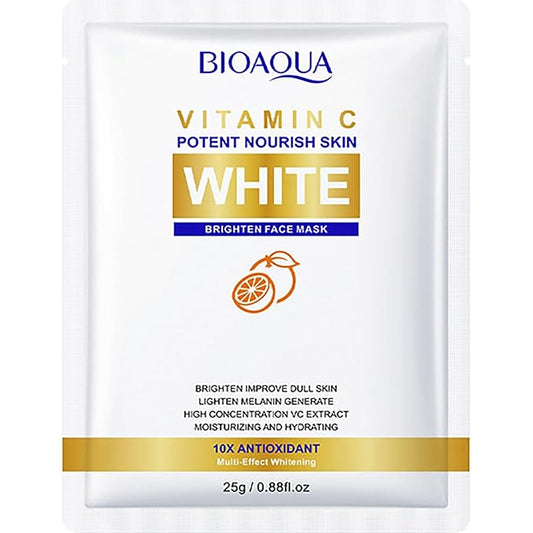 BIOAQUA Vitamin C Facial White Face Mask Orange Extract Moisturizing Hydrating 10x Antioxidant 5x25g/0.88fl.oz