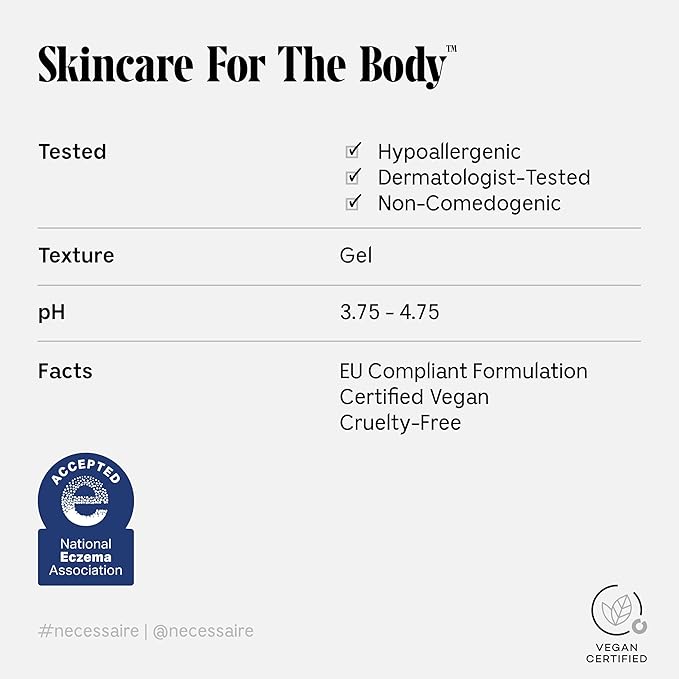 Nécessaire The Body Serum - Hydrating Serum With Hyaluronic Acid, Niacinamide + Ceramides. Dermatologist-Tested. Hypoallergenic. Approved By The National Eczema Association. 150 ml / 5.1 fl oz.
