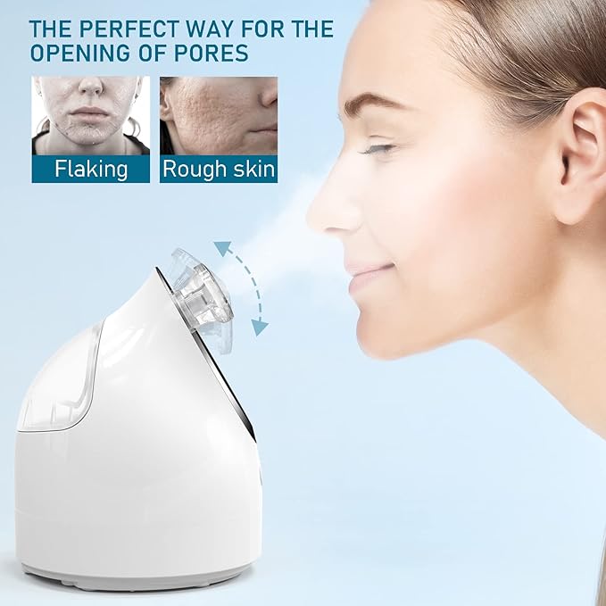 NewWay Nano Ionic Facial Steamer, Adjustable Nozzle Angle Aromatherapy Warm Mist Humidifier for Face Spa Sinuses Moisturizing, Homeuse or Salon