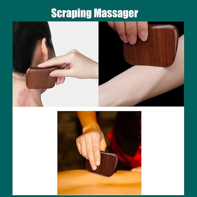 MIUPOO Wood Gua Sha Massage Set Facial Tools,Face Massager,Head Scratcher, Self Care Products,Wood Therapy Massage Tools,Relieve Muscle Tension and Lymphatic Drainage,Package 3 Pieces