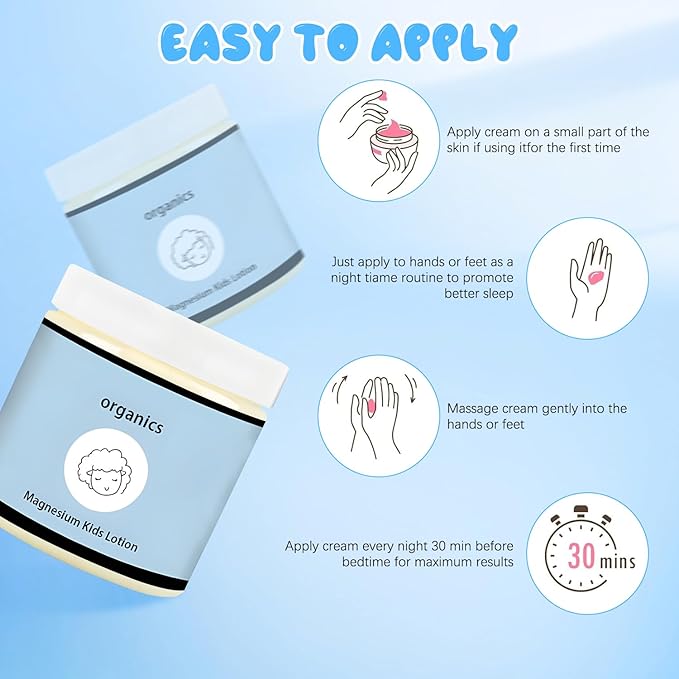 Magnesium Lotion for Kids, Junior's Bedtime Lotion, Magnesium Lotions For Sleep,Topical Magnesium Cream & Body Lotion Helps Stay Calm at Bedtime and During The Night(2pcs)