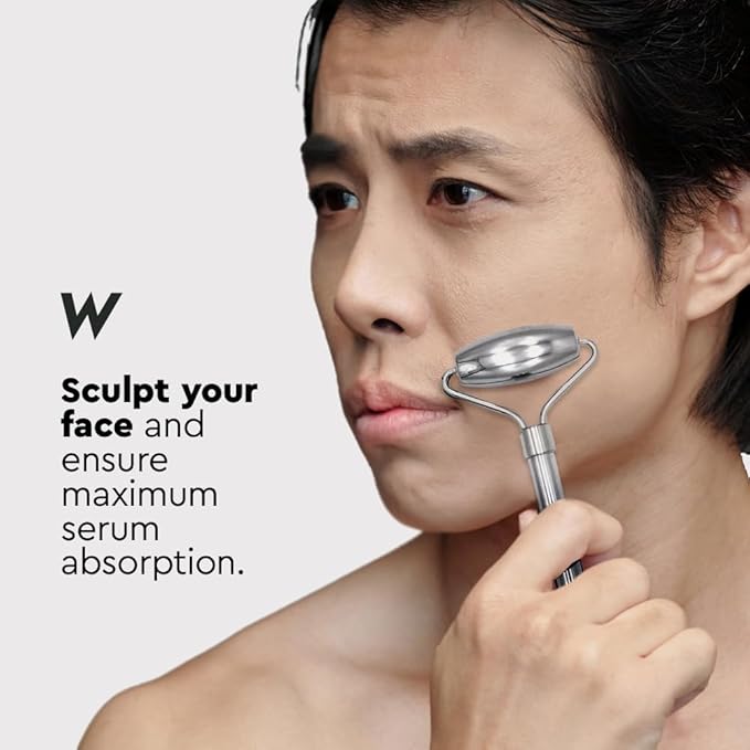 Wolf Project Stainless Steel Face Roller - Helps Reduce Face Puffiness, Massage Face, Neck and Eyes