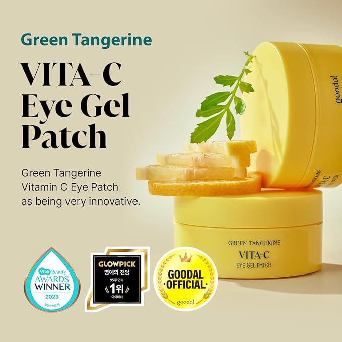 GOODAL Green Tangerine Vitamin C Moisturizing Eye Patch | 5-minute, Hydrating Gel Patch (60 sheets) (2024 Advanced Version)