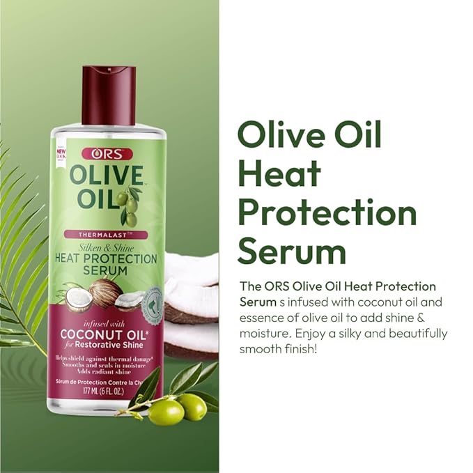ORS Olive Oil Heat Protection Hair Serum infused with Coconut Oil for Restorative Shine 6.0 Ounce (4)