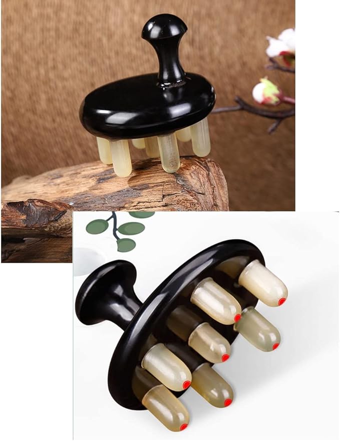 Scalp Massager Horn Comb Multifunctional Massager Reflexology Tools Gua Sha Comb Facial Body Head Lymphatic Drainage Massage Tools