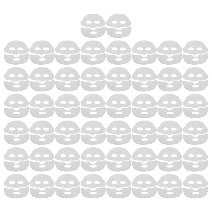 YUYTE 100 Pcs Enlarged Cotton Facial Mask Sheets - Moisturizing, Skin Friendly, DIY Cosmetic Face Skin Care Mask with Soft Silk for Spa Wet Compress, Topical Care