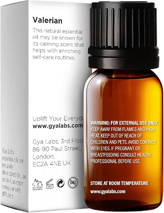 Gya Labs Valerian Essential Oil for Diffuser - 0.17 Fl Oz - 100% Pure Natural Valerian Oil for Skin, Aromatherapy & Candle Making - Woodsy Balsamic & Relaxing Scent