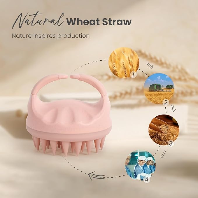 AIMIKE Hair Scalp Massager Shampoo Brush, Soft Silicone Scalp Brush Hair Scrubber, Hair Washing Scalp Exfoliator Brush for Dandruff, Shower Hair Scrubber & Wet Dry Scalp Massager - Pink