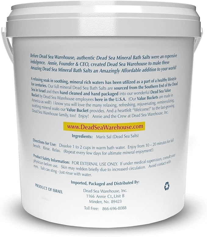 Dead Sea Warehouse-Amazing Minerals Dead Sea Bath Salts,100% Full Mineral Therapeutic Bath Salts, Detoxifying & Moisturizing, Exfoliating for Dry Skin, Unscented(5 lbs)