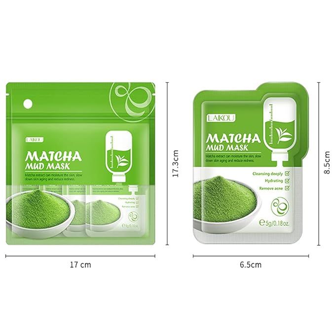 Matcha Green Tea Face Mask, 12 Pcs, Deep Cleansing & Moisturizing Clay Mud Mask for Acne, Blackheads, Pore Remove, Skin-Friendly