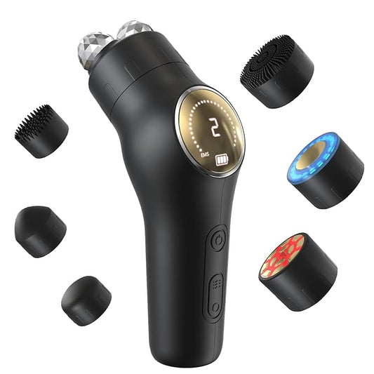 Facial Device, Rechargeable Facial Roller Massager, Portable Facial Kit with Red Light for Skin Care, Waterproof Face Massager with Cleaning Function