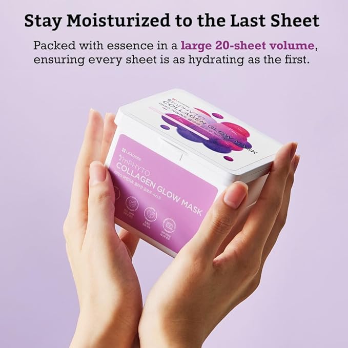 I'MPHYTO Collagen Glow Mask (220 ml, 20 Masks) - Revitalize Your Skin with Plant-Derived Pseudo Collagen and Phyto Vitamins