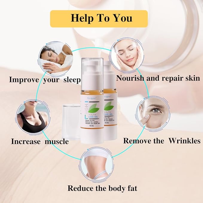 HGH Youth Care Gel,Visualsource Anti Aging Serum For Face To Body Renewal Natural Aloe Oligopeptide Essence Become Younger Gel Nourishing Remove Fine Lines And Wrinkles Rejuvenates The Skin