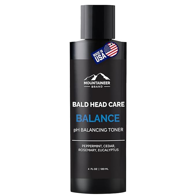 Mountaineer Brand Natural Anti Shine for Bald Head with Fresh & Natural Scent | Shine Reducer | PH Balancing Toner for Bald Head Oil Control | Made in West Virginia | Balance | 4oz