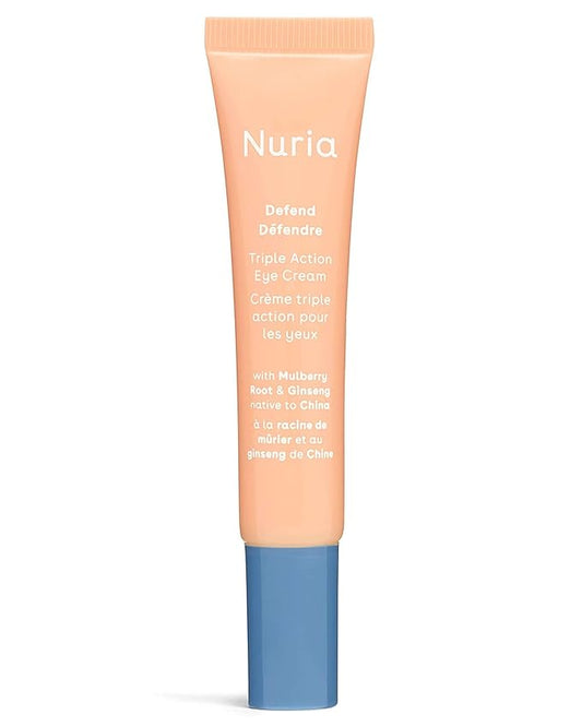 Nuria - Defend Triple Action Eye Cream for Dark Circles, Puffiness and Fine Lines, Nourishing Under Eye Cream with Ginseng and Mulberry Root, 15mL/0.5 fl oz